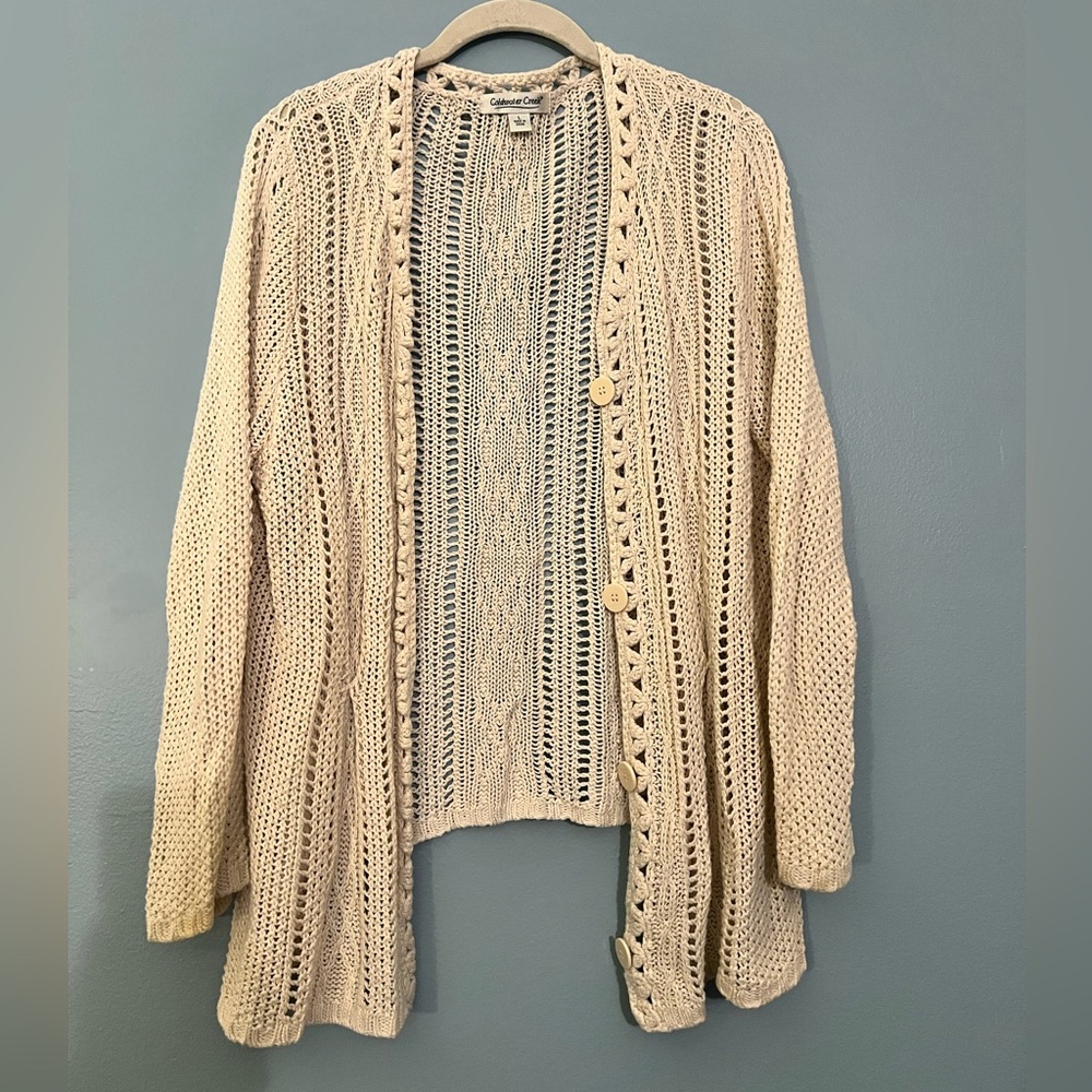 Coldwater Creek Beige Open Knit Cardigan